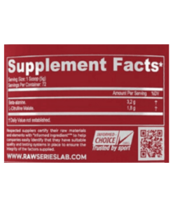 tabla Betaalanina raw power nutrition suplementos