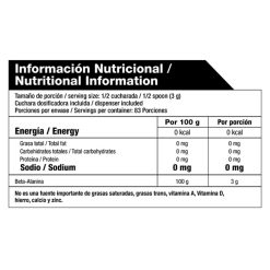 tabla-nutricional-Beta-Alanina-Ultra-Pure-100%